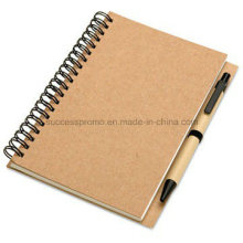 Customized Recycled Kraft Paper Spiral Notebook with Pen